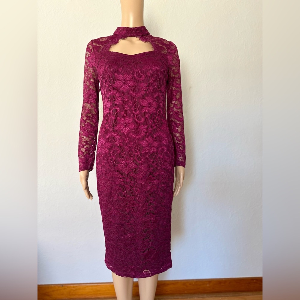 NWT AX Paris Burgundy Purple Mini Dress Size 14